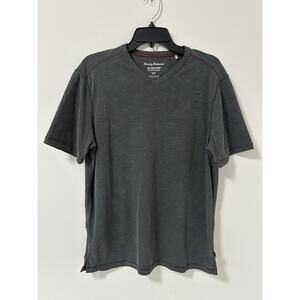 Tommy Bahama Men Islandzone Shirt Small Gray 37.5 Technology Wicking Cool V-Neck